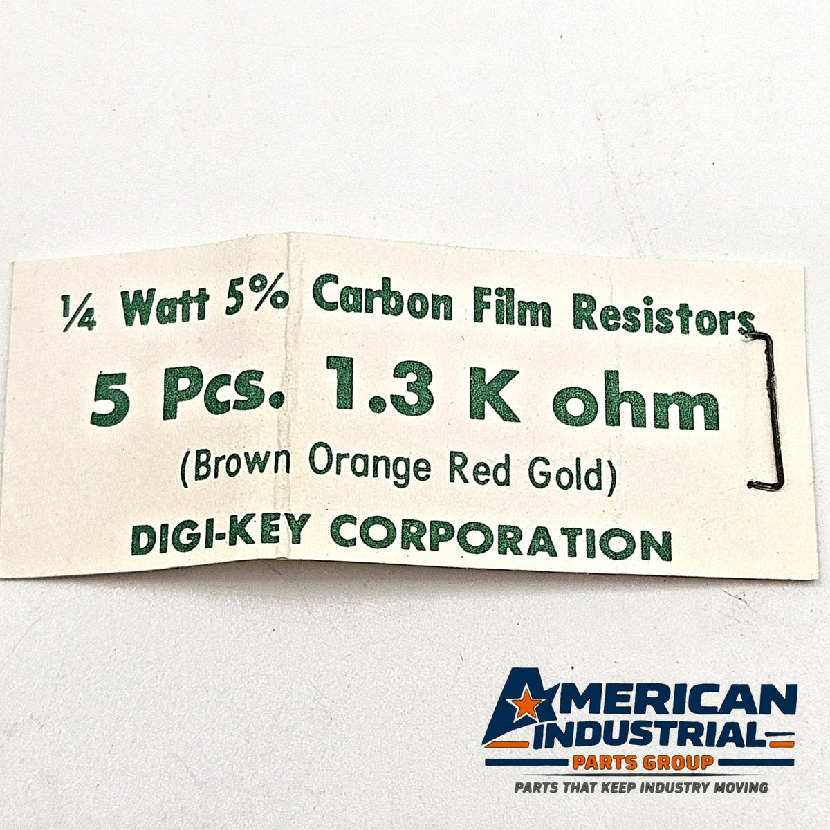 1.3K ohm 1/4W 5% carbon film axial resistors lot of 5 for circuit repair and vintage electronics restoration