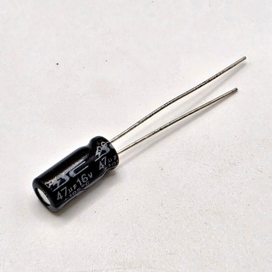 Lot of 10 47uF 16V 105C radial aluminum electrolytic capacitors for power supply and circuit board repair from American Industrial Parts Group