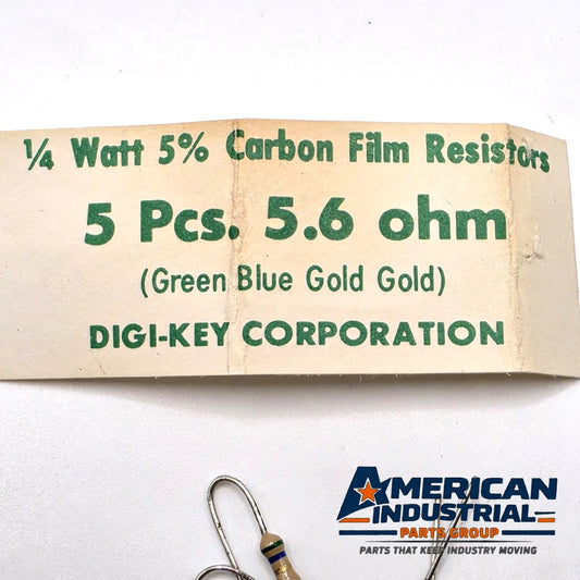 Lot of 5 5.6 ohm 1/4W 5% carbon film axial resistors for circuit board repair from American Industrial Parts Group