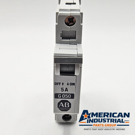 Allen-Bradley 1492-CB1-G050 Series B 1-pole 5A miniature circuit breaker 480Y/277V DIN rail for industrial control panels
