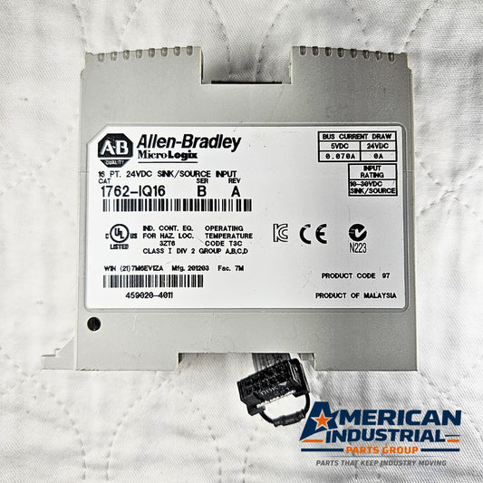 Allen-Bradley 1762-IQ16 MicroLogix 16-point 24VDC sink/source input module for PLC automation systems and control panels