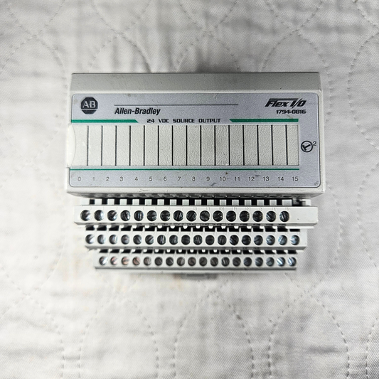 Allen-Bradley 1794-OB16 output module for industrial automation and MRO PLC I/O applications. American Industrial Parts Group.