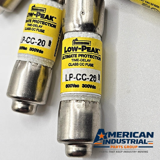 Bussmann LP-CC-20 20A 600VAC Class CC dual-element time-delay fuse for industrial circuit protection