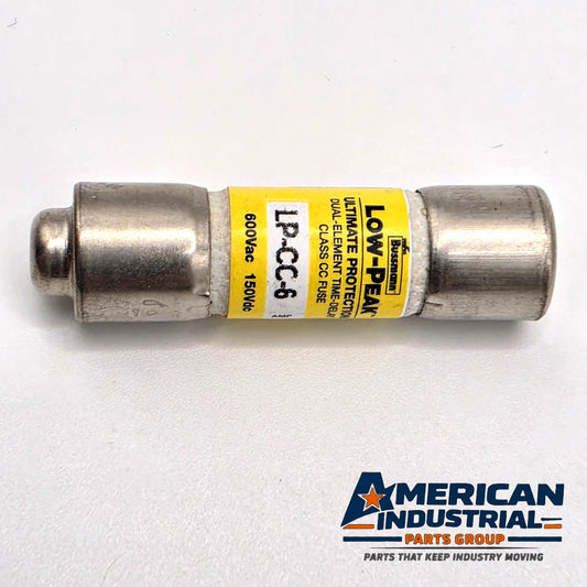 Bussmann LP-CC-6 Low-Peak 6A 600VAC Class CC time-delay fuse for control transformer and motor circuit protection from American Industrial Parts Group