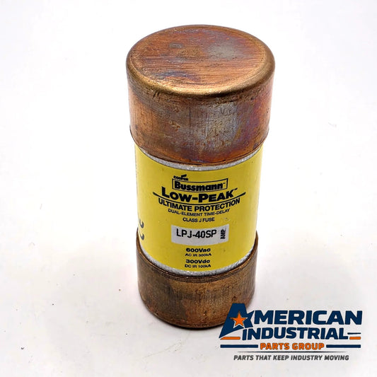 Bussmann LPJ-40SP Low-Peak 40A 600V Class J time-delay fuse for motor circuit and feeder protection from American Industrial Parts Group