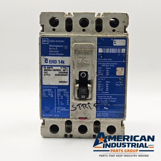 Eaton EHD3030 circuit breaker for industrial automation and MRO applications. American Industrial Parts Group.