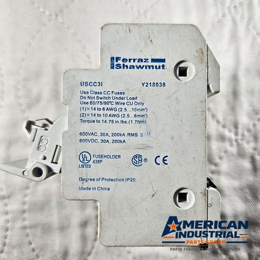 Ferraz Shawmut USCC3I UltraSafe fuse holder 600V 30A Class CC for industrial electrical panels and MRO applications