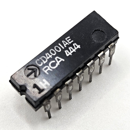 Lot of 10 RCA CD4001AE CMOS quad 2-input NOR gates DIP-14 vintage new old stock for legacy logic repair
