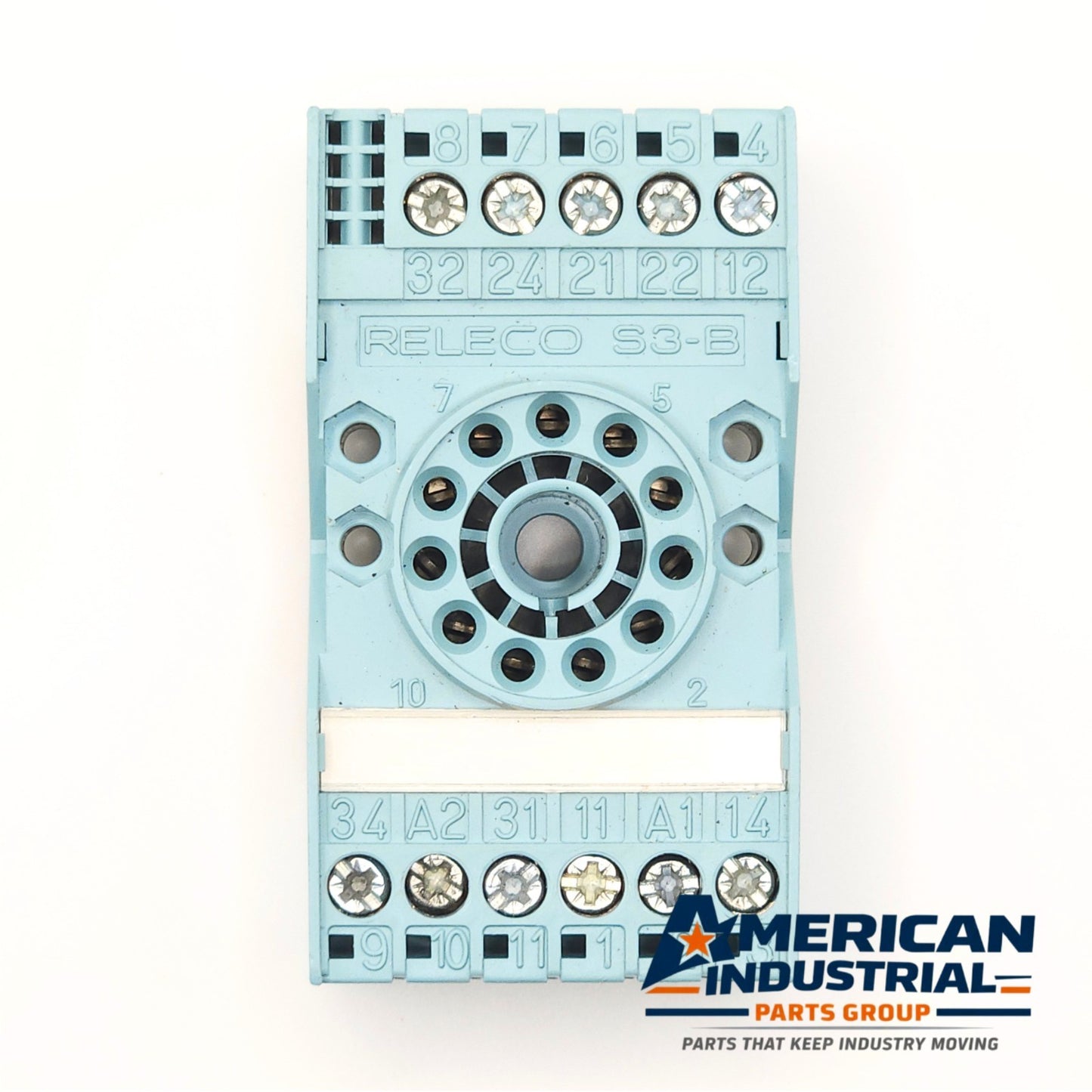 Releco C3-A30 24VDC plug-in relay with S3-B socket gallery view, industrial automation MRO relay assembly. American Industrial Parts Group.