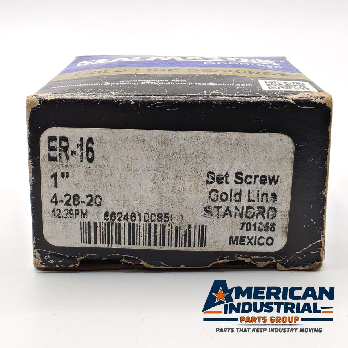 Sealmaster ER-16 701058 Gold Line ball bearing insert 1 inch bore set screw locking for conveyor and power transmission repair from American Industrial Parts Group