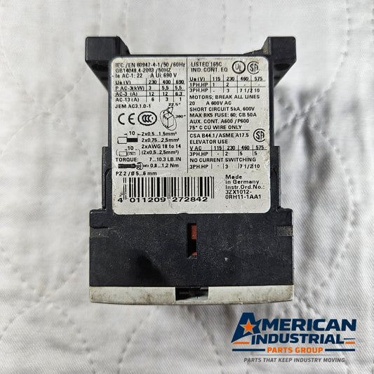 Siemens SIRIUS 3RT1017-1AP01 contactor 3-pole 230V coil for motor control and industrial automation systems