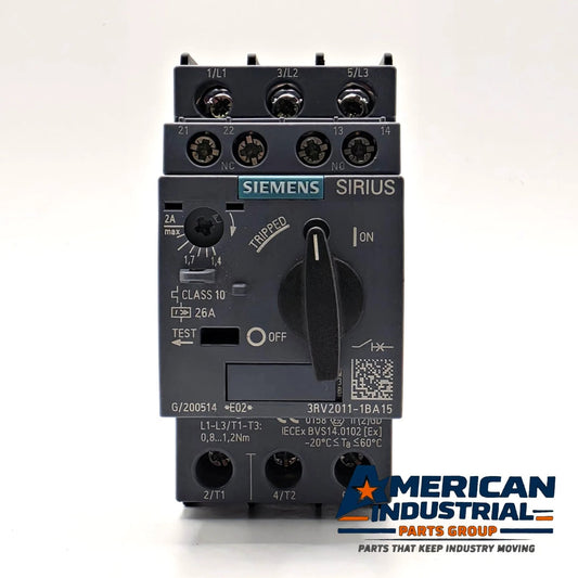 Siemens SIRIUS 3RV2011-1BA15 motor starter protector 1.4-2A S00 Class 10 for motor control panels from American Industrial Parts Group