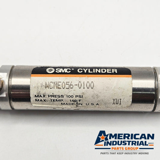 SMC NCME056-0100 pneumatic air cylinder for industrial automation and MRO applications. American Industrial Parts Group.