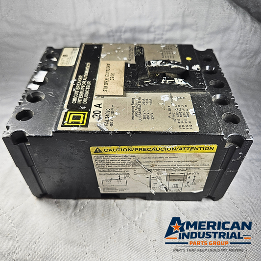 Square D FAL34020 circuit breaker 20A 3-pole 480V FAL series for industrial electrical panels and MRO applications