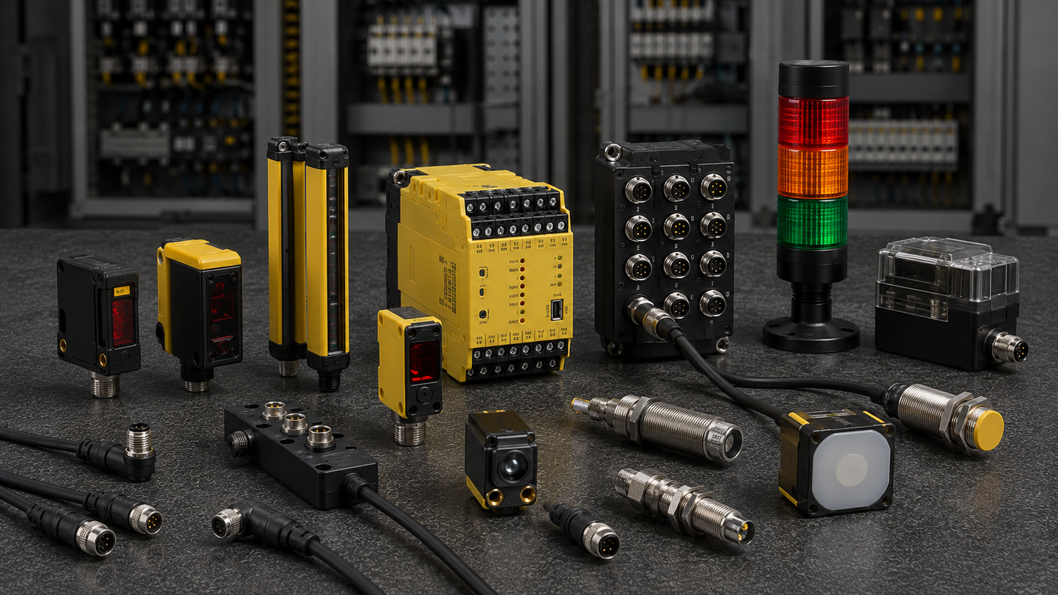 Banner industrial sensors and machine safety parts including photoelectric sensors, light curtains, proximity sensors, M12 cables, and automation components from American Industrial Parts Group.
