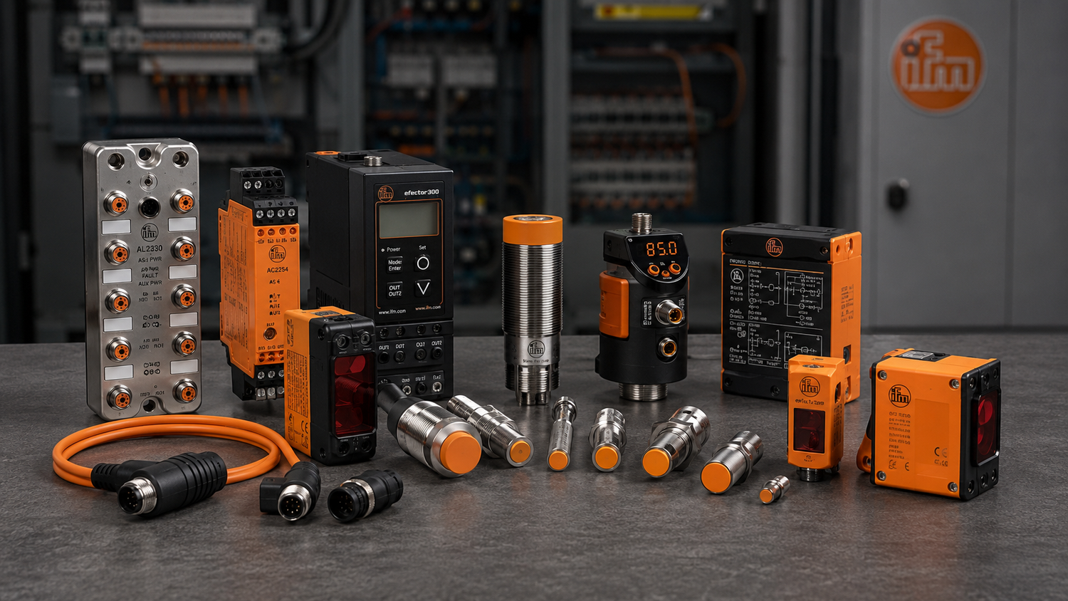IFM industrial sensors and automation parts including inductive proximity sensors, machine detection components, and MRO replacement parts from American Industrial Parts Group.