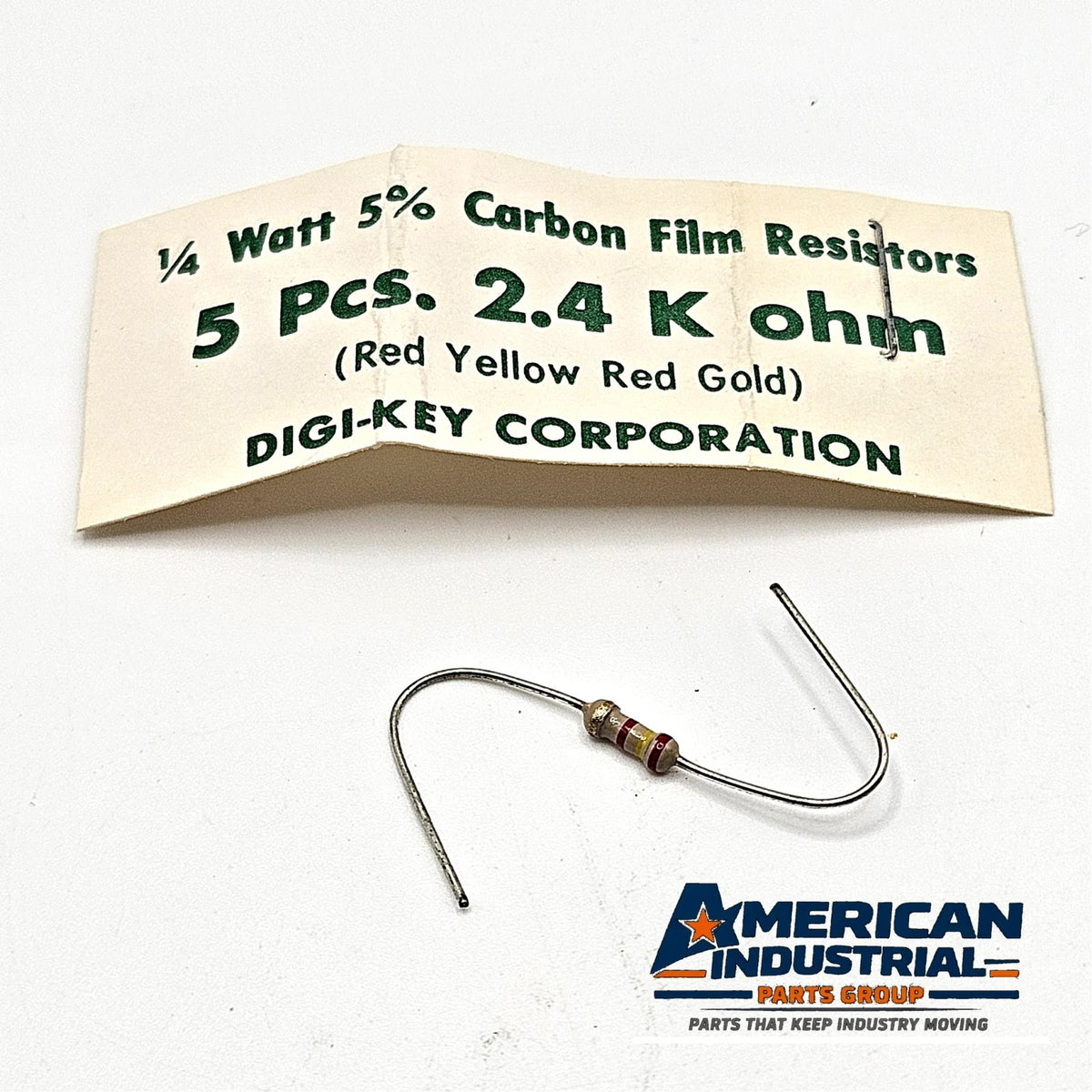 Lot of 3 2.4K ohm 1/4W 5% carbon film axial resistors for circuit repair and vintage electronics restoration