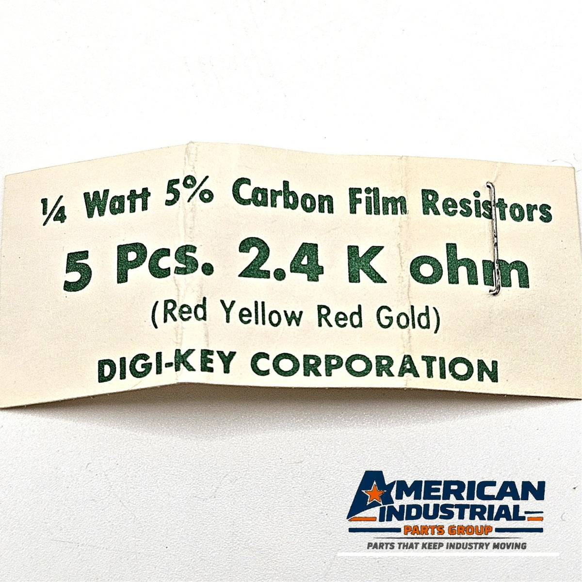 Lot of 3 2.4K ohm 1/4W 5% carbon film axial resistors for circuit repair and vintage electronics restoration