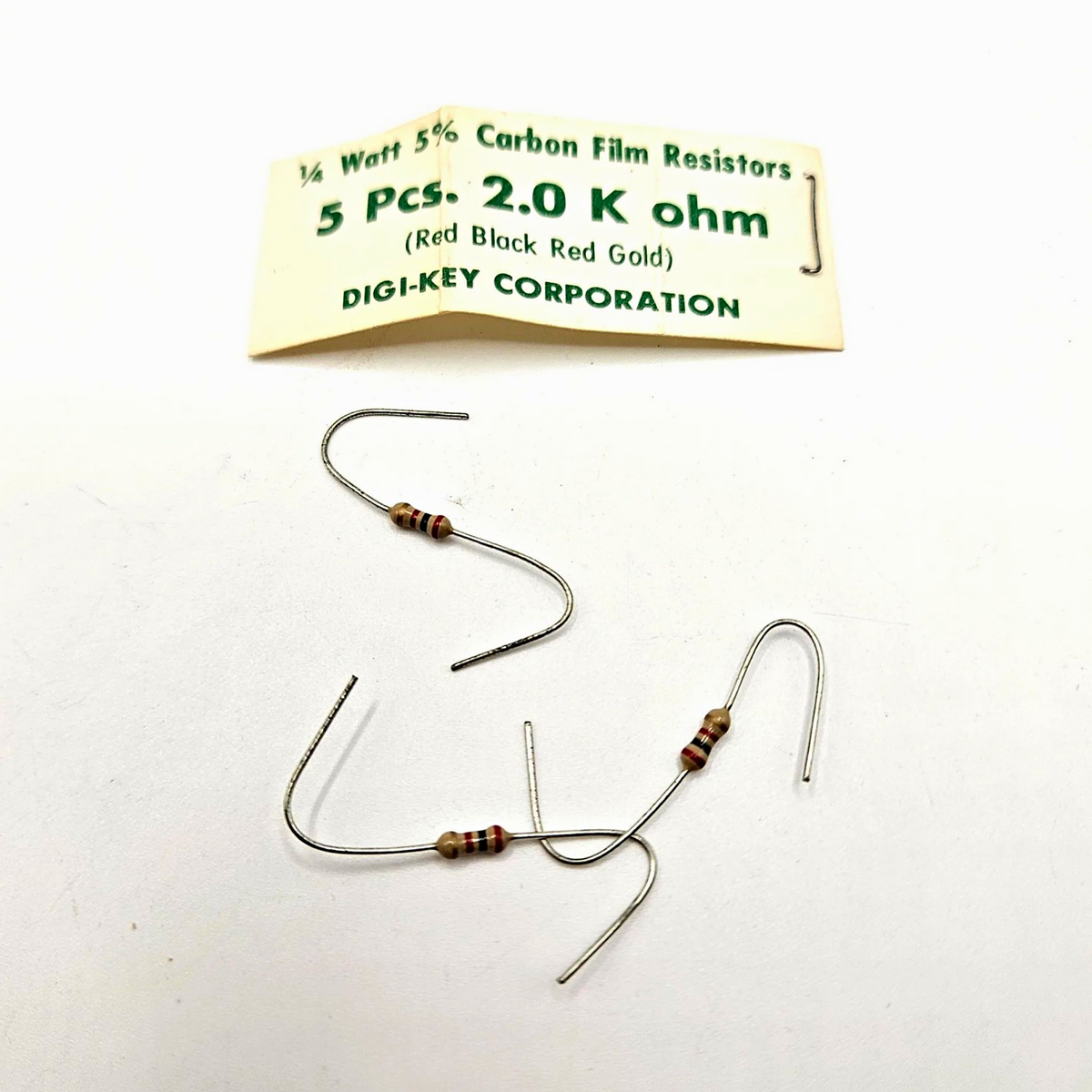 2K ohm 1/4W 5% carbon film axial resistors lot of 3 for circuit repair and vintage electronics restoration