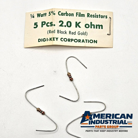 2K ohm 1/4W 5% carbon film axial resistors lot of 3 for circuit repair and vintage electronics restoration