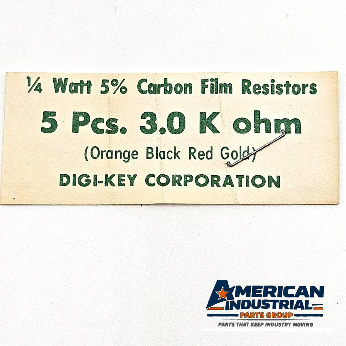 Lot of 5 3.0K ohm 1/4W 5% carbon film axial resistors for circuit repair and vintage electronics restoration