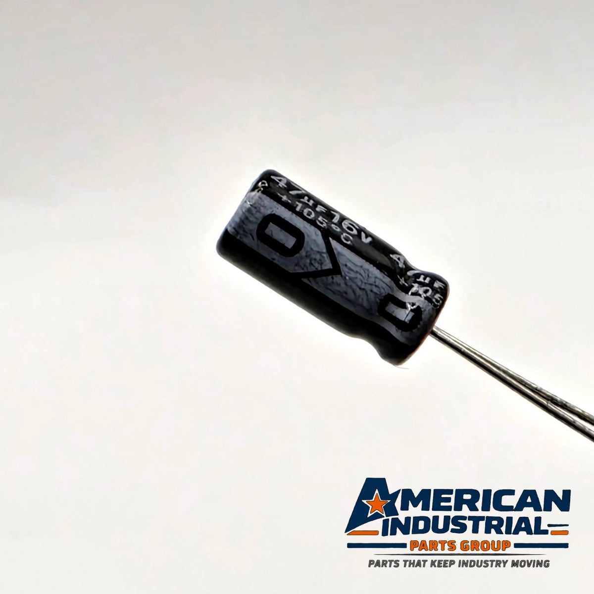 47uF 16V 105C radial aluminum electrolytic capacitor for power supply and circuit board repair from American Industrial Parts Group