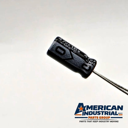 47uF 16V 105C radial aluminum electrolytic capacitor for power supply and circuit board repair from American Industrial Parts Group