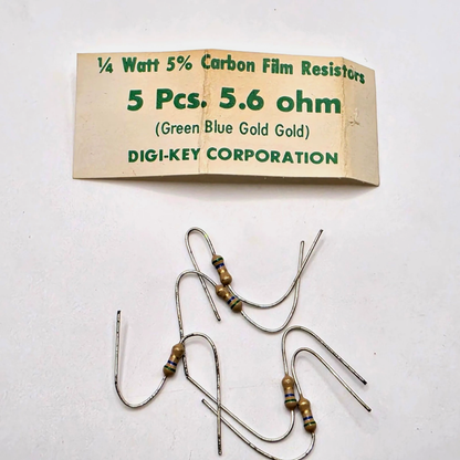 Lot of 5 5.6 ohm 1/4W 5% carbon film axial resistors for circuit board repair from American Industrial Parts Group