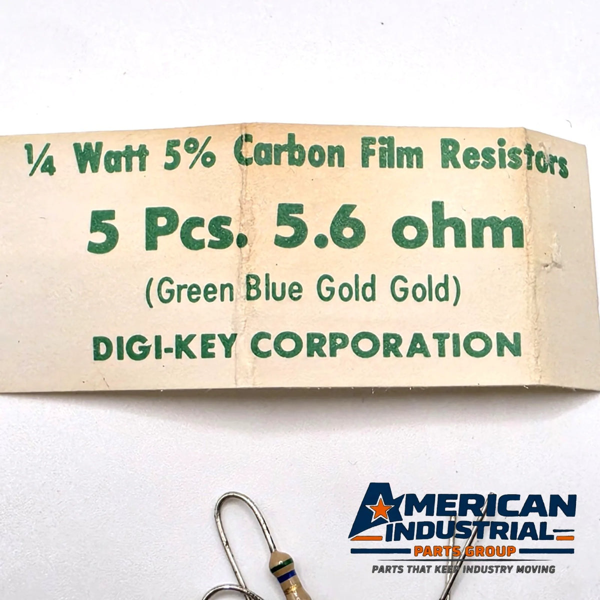 Lot of 5 5.6 ohm 1/4W 5% carbon film axial resistors for circuit board repair from American Industrial Parts Group