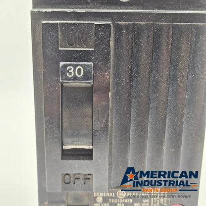 GE TED124030 2 pole circuit breaker used in industrial automation electrical systems. American Industrial Parts Group.