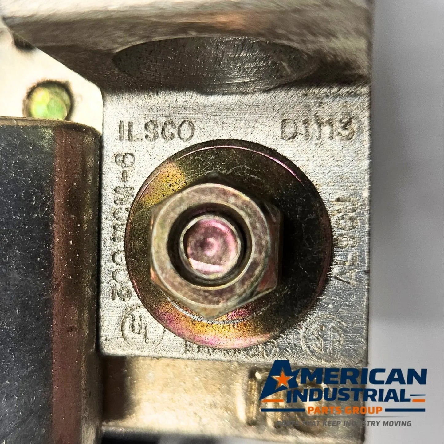 ILSCO D113 cartridge fuse terminal component for switchgear and service disconnect systems. American Industrial Parts Group.