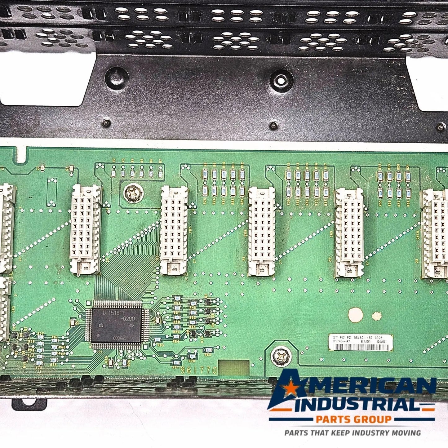 Allen-Bradley 1746-A7 PLC backplane rack with 1746-P2 power supply for industrial MRO applications. American Industrial Parts Group.