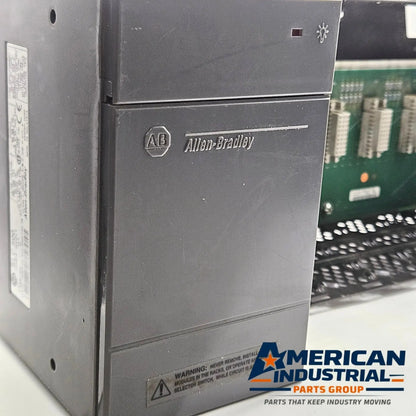 Allen-Bradley 1746-A7 PLC rack and 1746-P2 power supply used in Rockwell SLC 500 automation systems. American Industrial Parts Group.