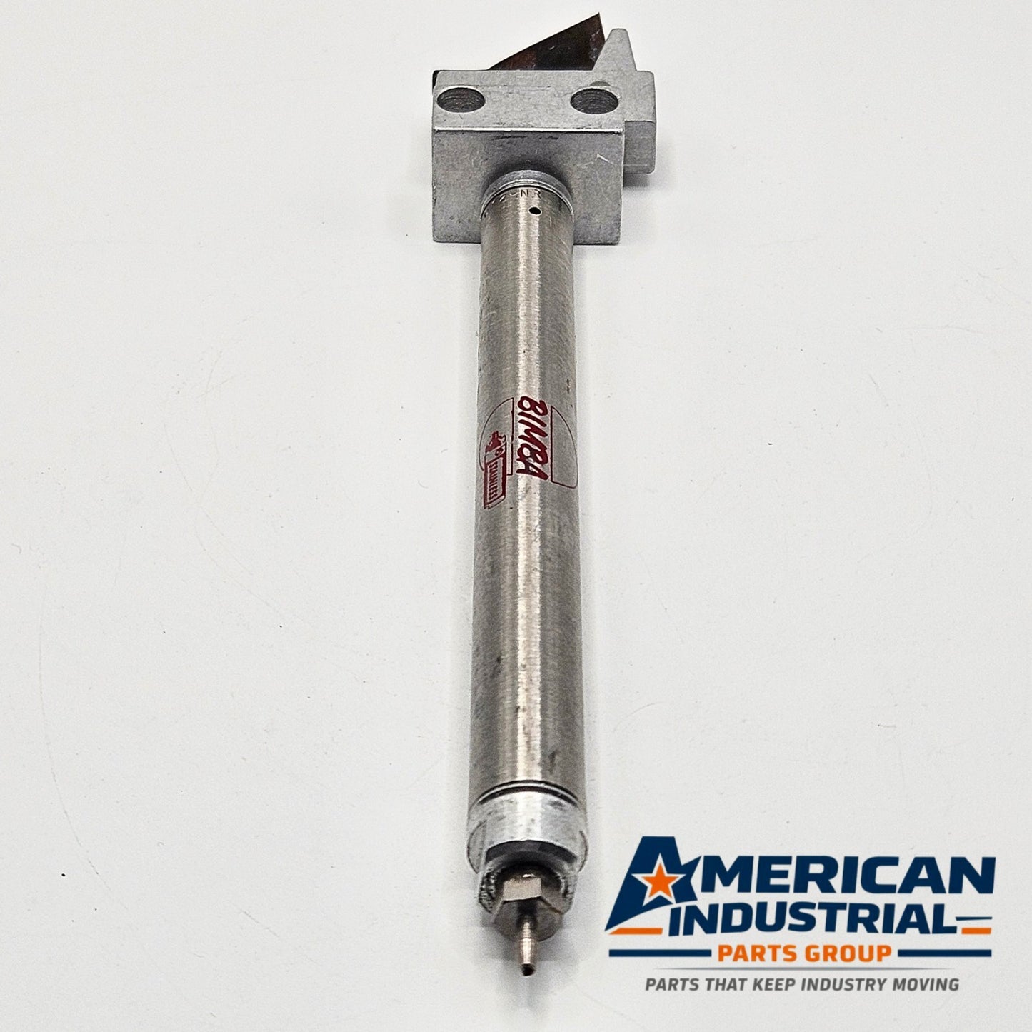 Bimba 012-NR stainless pneumatic cylinder used in machine control and repair applications. American Industrial Parts Group.