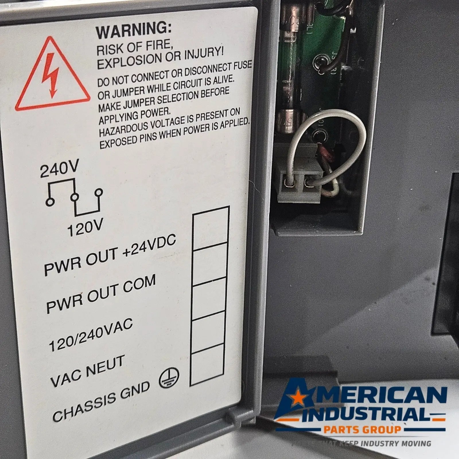 Allen-Bradley 1746-A7 SLC 500 rack assembly with 1746-P2 industrial automation power supply. American Industrial Parts Group.