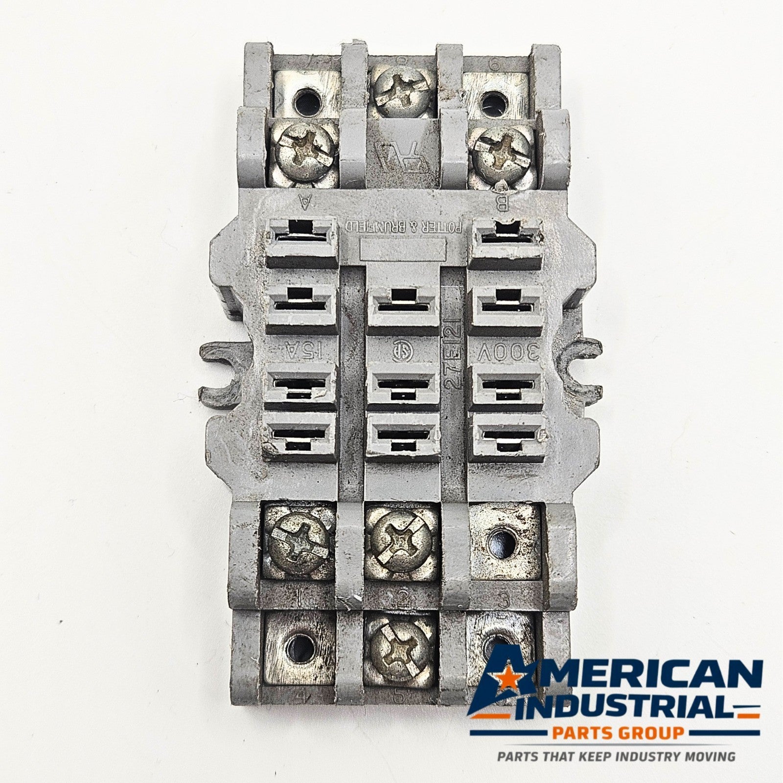Potter & Brumfield 27E121 3 pole relay base for MRO control applications. American Industrial Parts Group.