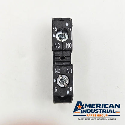 Siemens 3SB3400-0H screw terminal contact block for control panels. American Industrial Parts Group.