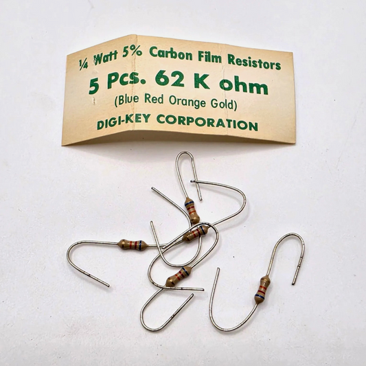 Lot of 5 62K ohm 1/4W 5% carbon film axial resistors for circuit board repair from American Industrial Parts Group