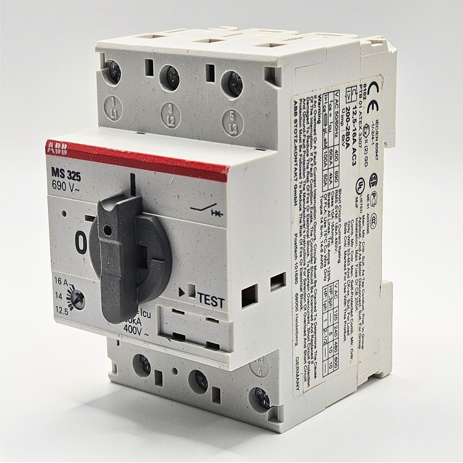 ABB MS325 Motor Starter Circuit Breaker industrial automation/MRO motor protection component. American Industrial Parts Group.