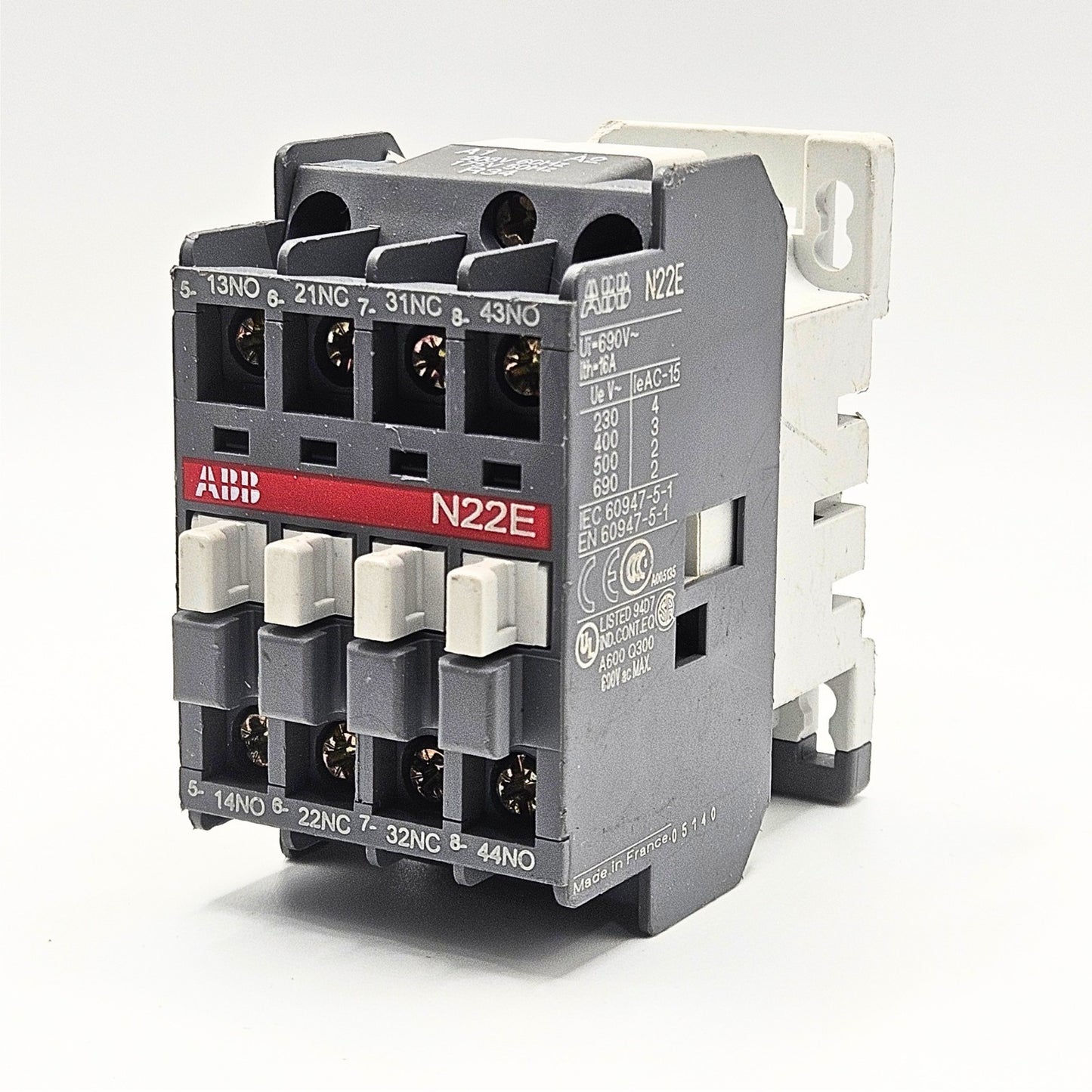ABB N22E auxiliary contact block 2NO 2NC overview, industrial automation MRO control panel component. American Industrial Parts Group.