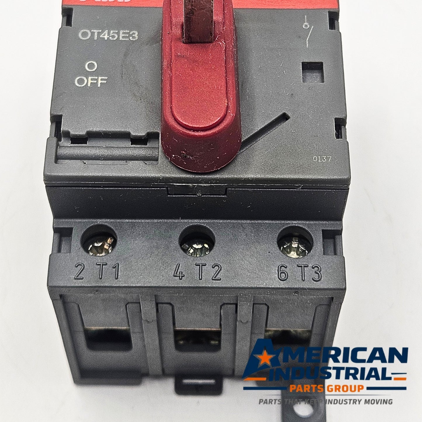 ABB OT45E3 3-pole 63A 600VAC non-fusible disconnect switch for motor control and industrial electrical applications