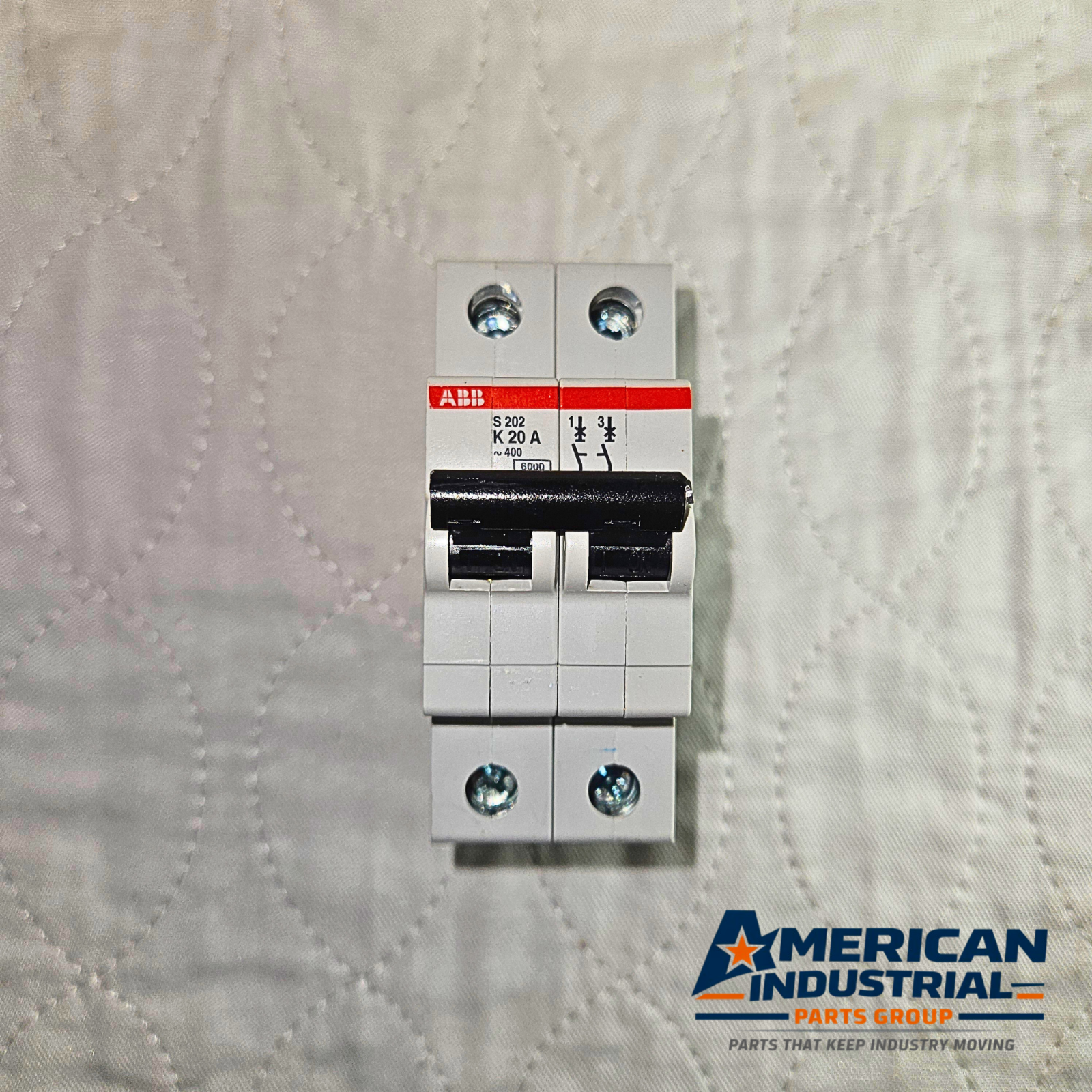ABB S202-K20 miniature circuit breaker 20A 2-pole Type K 400V DIN rail for industrial electrical panels and MRO applications