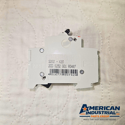ABB S202-K20 miniature circuit breaker 20A 2-pole Type K 400V DIN rail for industrial electrical panels and MRO applications