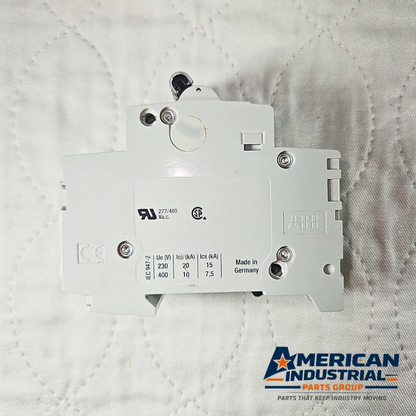 ABB S202-K20 miniature circuit breaker 20A 2-pole Type K 400V DIN rail for industrial electrical panels and MRO applications