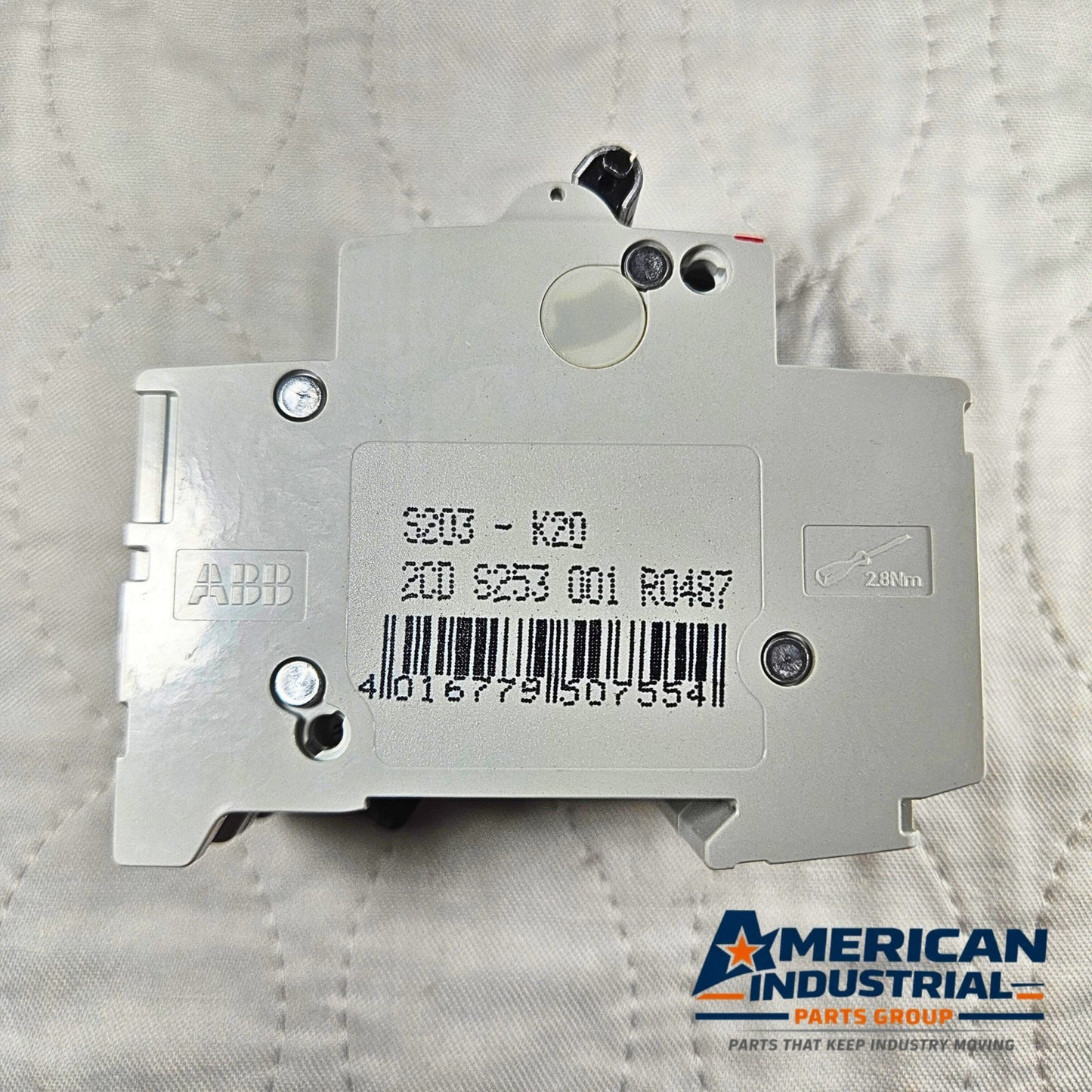 ABB S203-K20A circuit breaker for industrial automation MRO electrical panel use. American Industrial Parts Group.