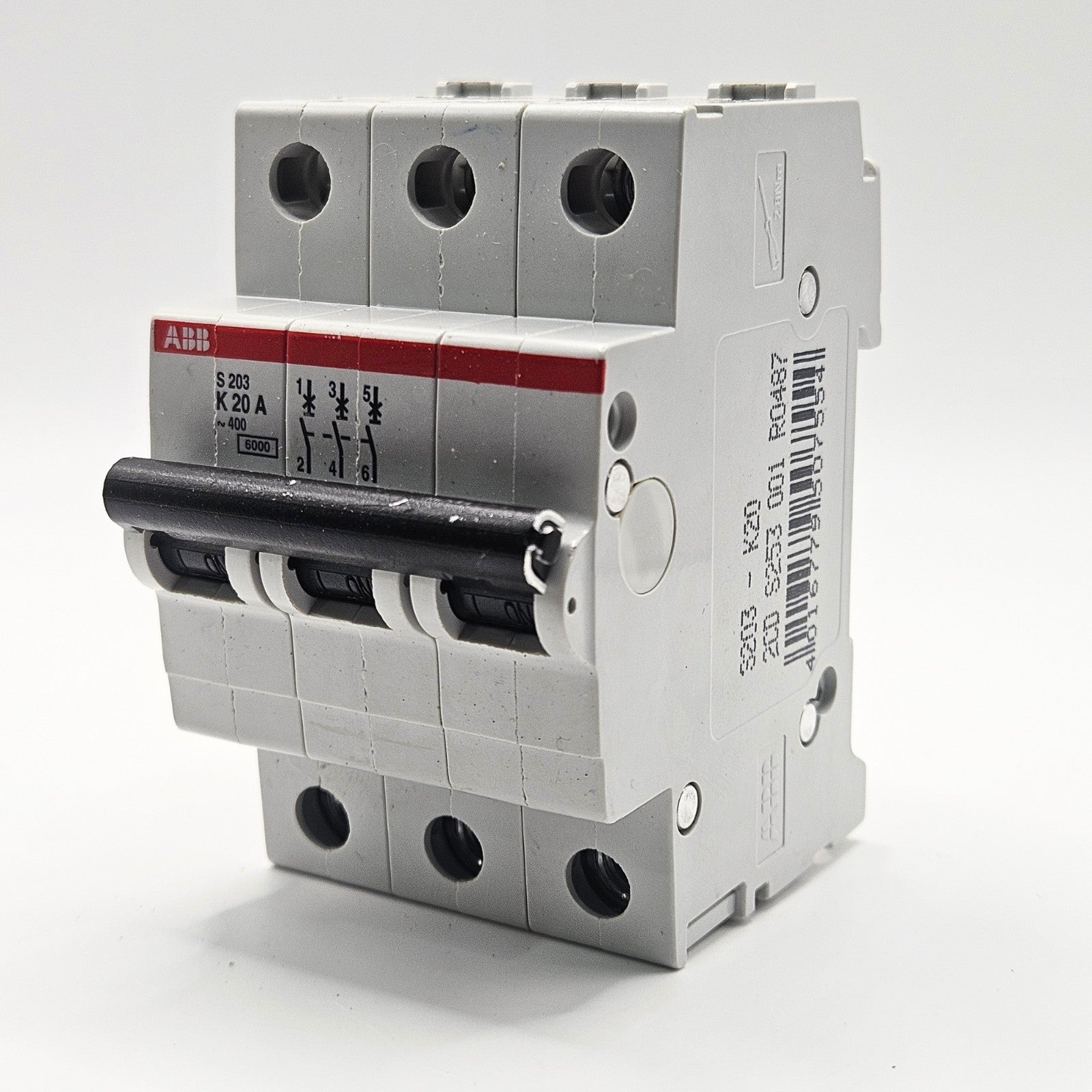 ABB S203-K20A circuit breaker for industrial automation MRO electrical panel use. American Industrial Parts Group.