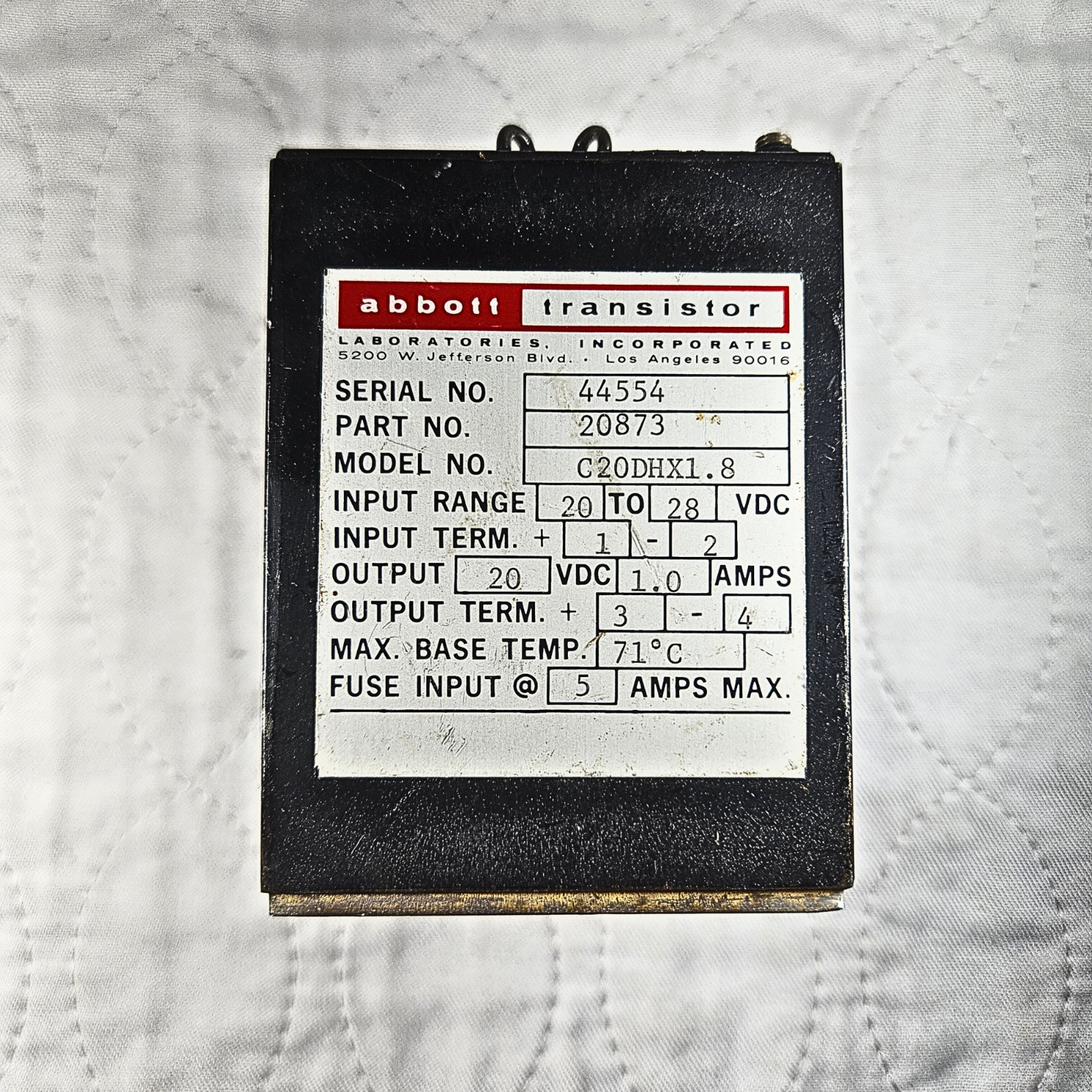 Abbott Transistor G20DHX1.8 DC solid state relay 20-28VDC 1A for industrial control panels and automation systems
