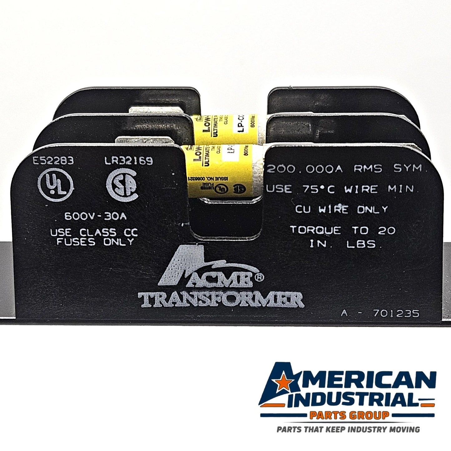 Acme TA-2-81215 500VA industrial control transformer 240x480V to 120V with primary fuse kit for control panels
