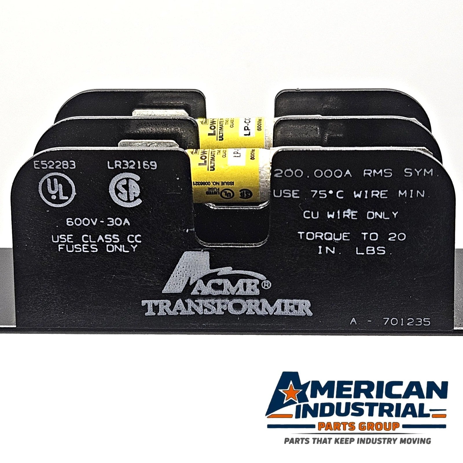 Acme TA-2-81215 500VA industrial control transformer 240x480V to 120V with primary fuse kit for control panels