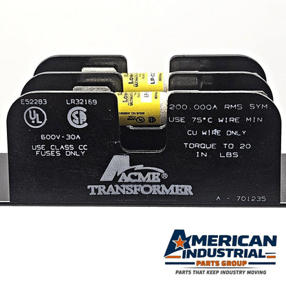Acme TA-2-81215 500VA industrial control transformer 240x480V to 120V with primary fuse kit for control panels